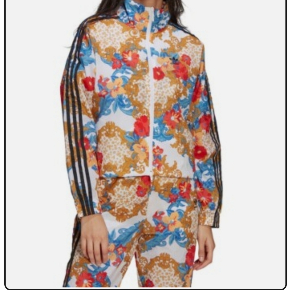 Adidas Women's Gold Baroque & Floral Patterned Zip Front Track Jacket Size 2XS - Picture 7 of 7